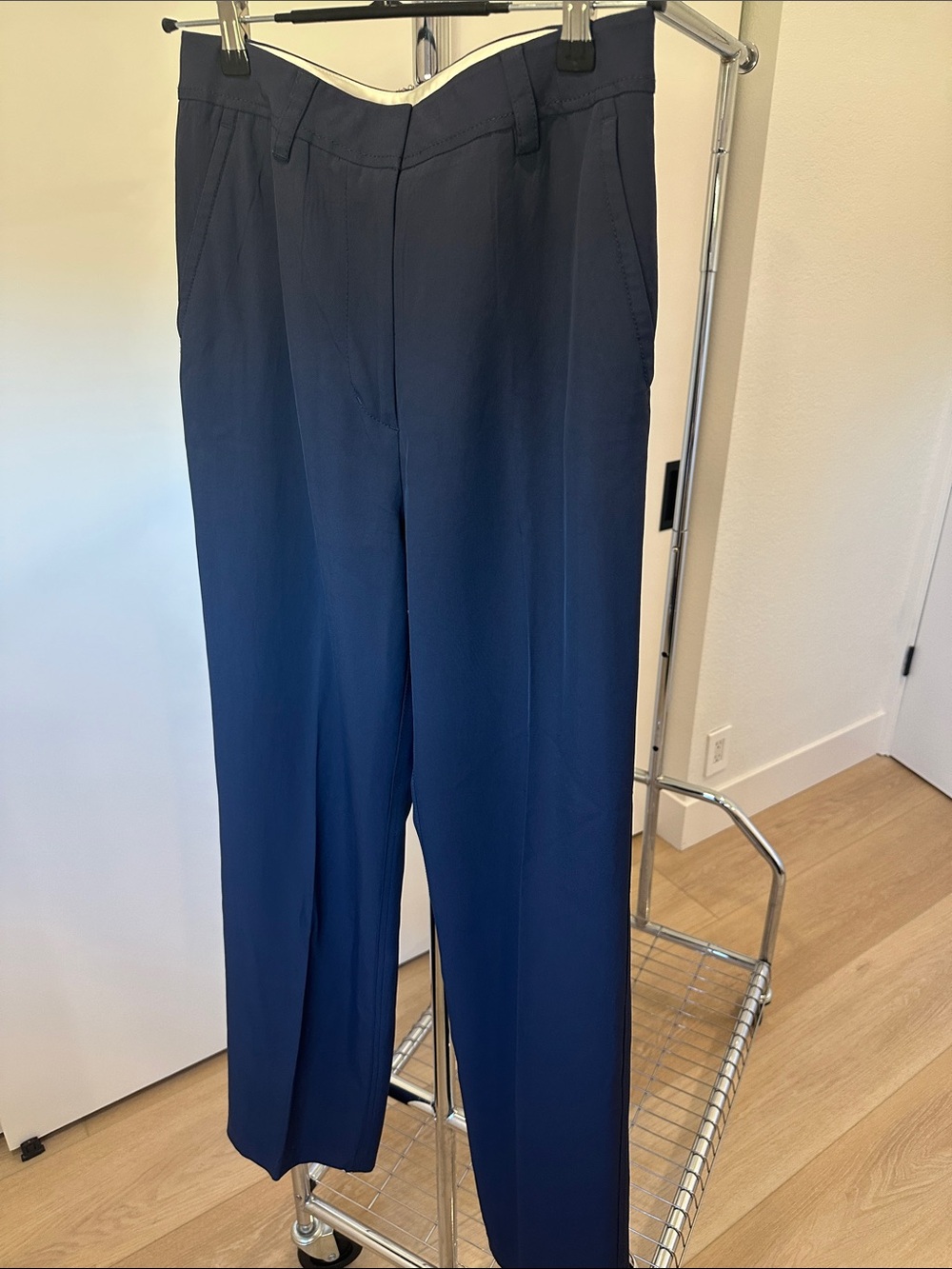 Women's Navy Straight-Leg Trousers